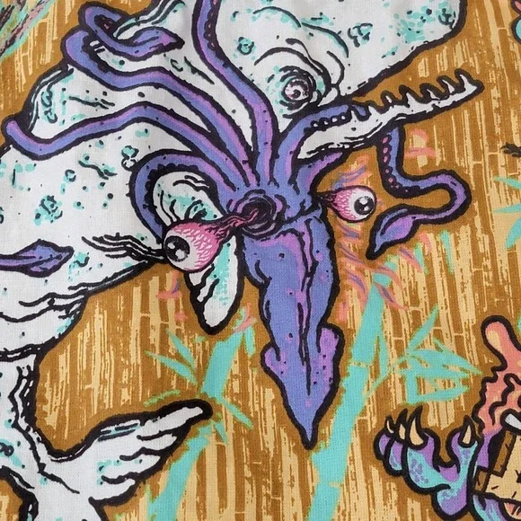 Scout Italy Cinch Drawstring Backpack Psychedelic Ocean Narwhal Squid Pool Bag - Picture 8 of 15